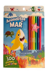 ANIMALITOS DEL MAR 100 STICKERS PARA COLOREAR