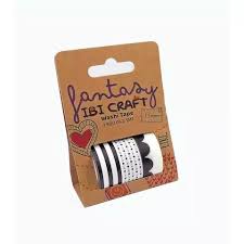 WASHI TAPE FANTASY BLANCO Y NEGRO X3 5MT