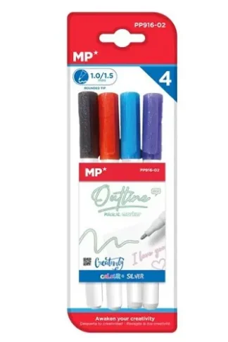 MARCADOR OUTLINER MP COLORES FUERTES X4