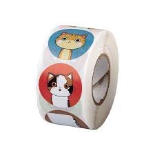 ROLLO DE 500 STICKERS GATITOS